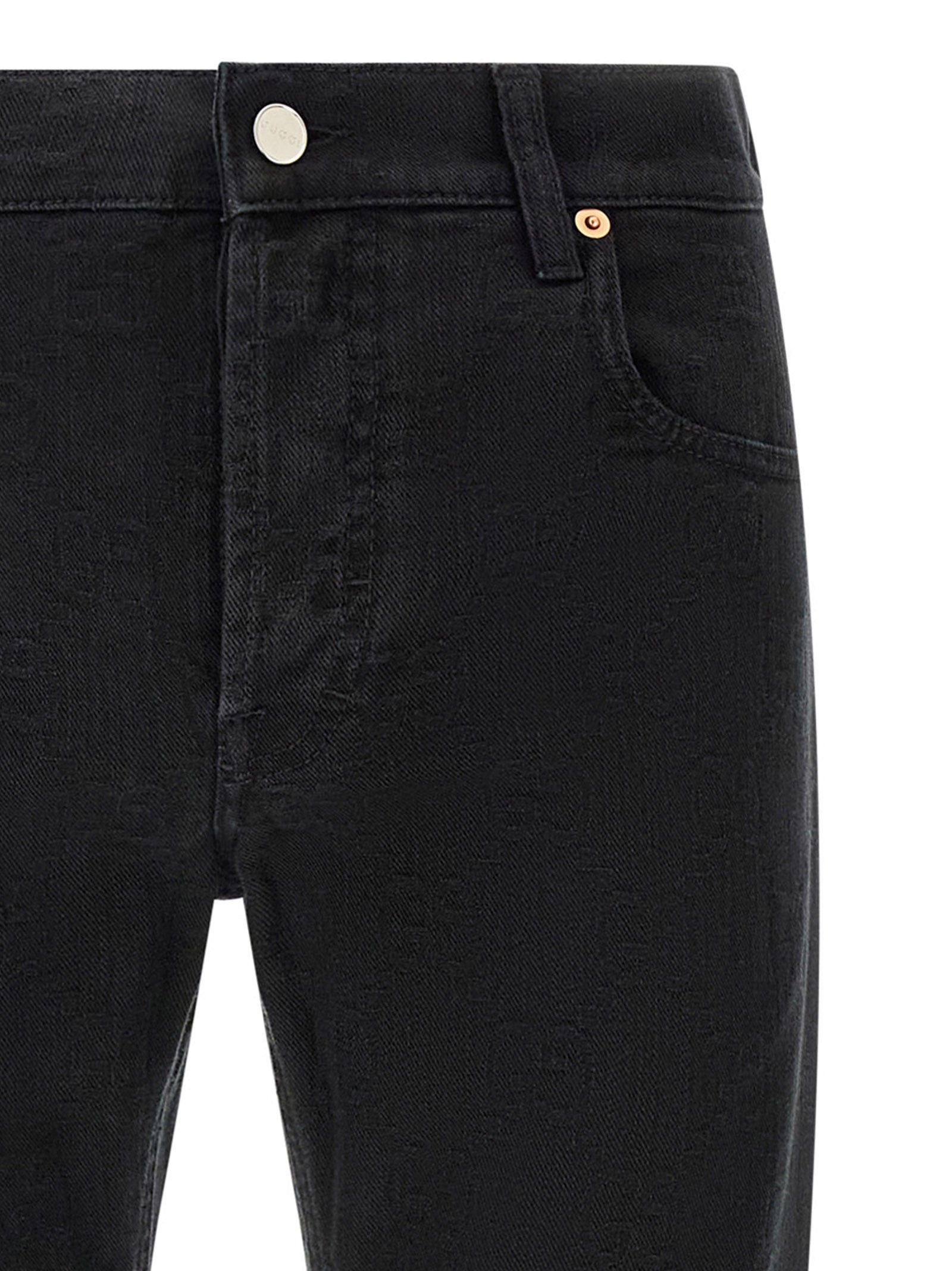 Black Cotton Straight-Leg Jeans