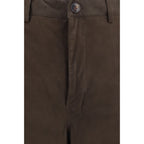 Brown Calf Leather Bos Taurus Casual Pants