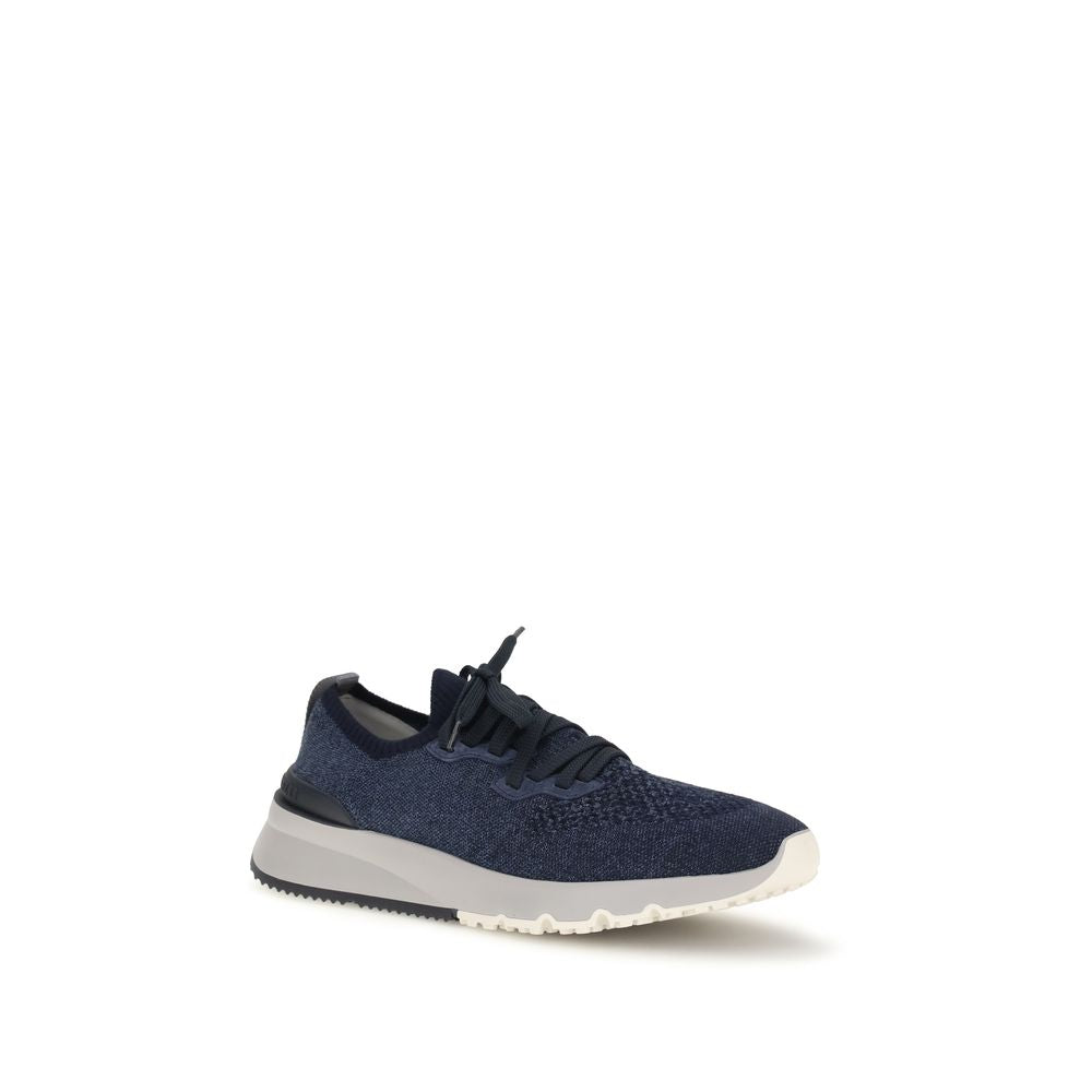 Blue Cotton Athletic Sneakers