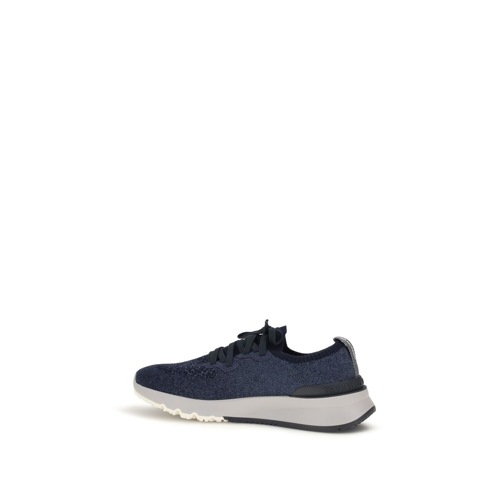 Blue Cotton Athletic Sneakers