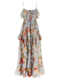 Multicolor Silk Long Dress