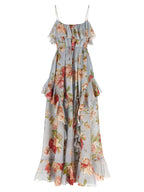 Multicolor Silk Long Dress