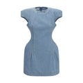 Blue Cotton Casual Dress