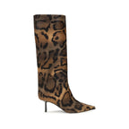Brown Hair High Heel Boots