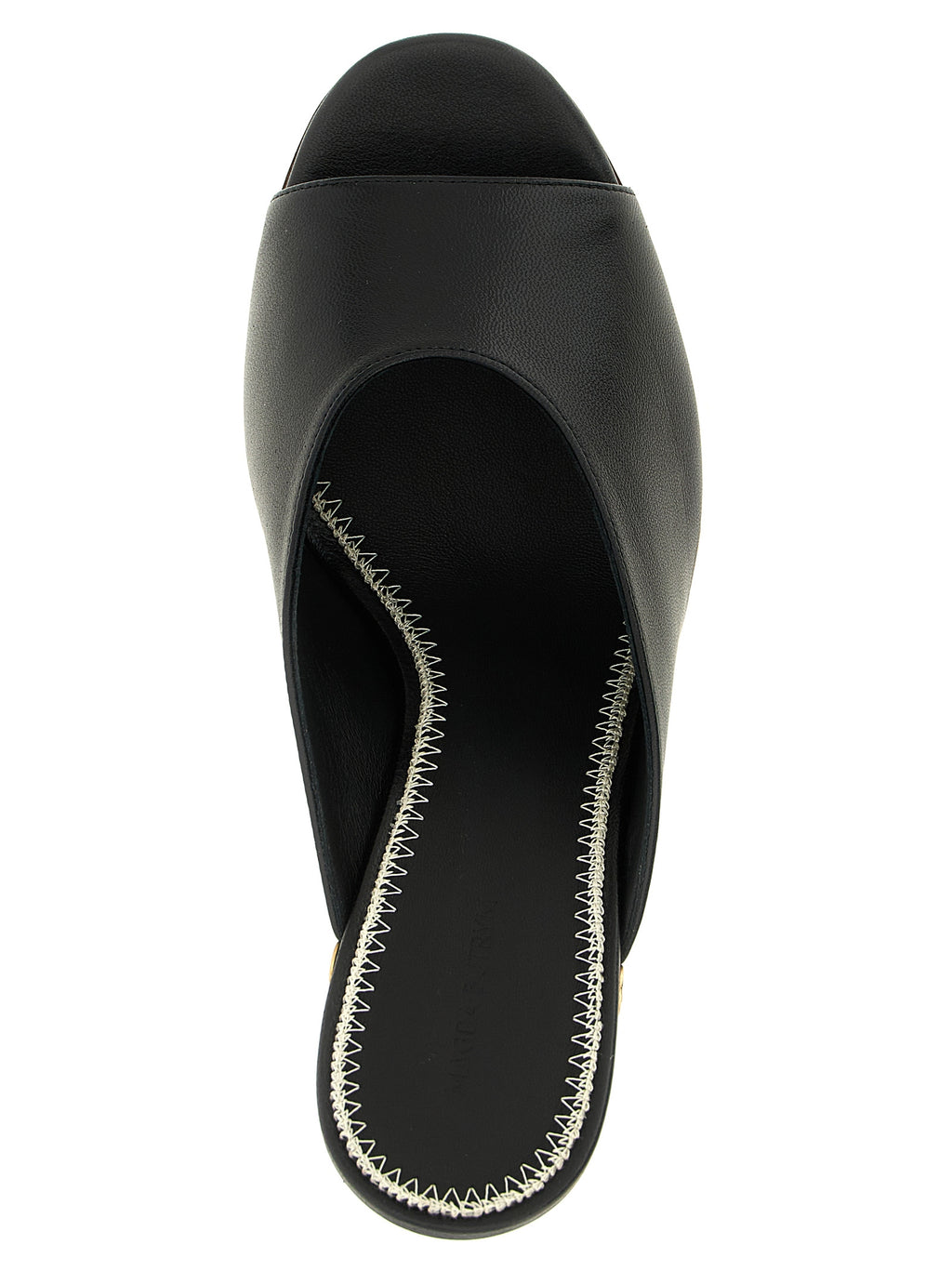 Black Calfskin Wedge Sandals