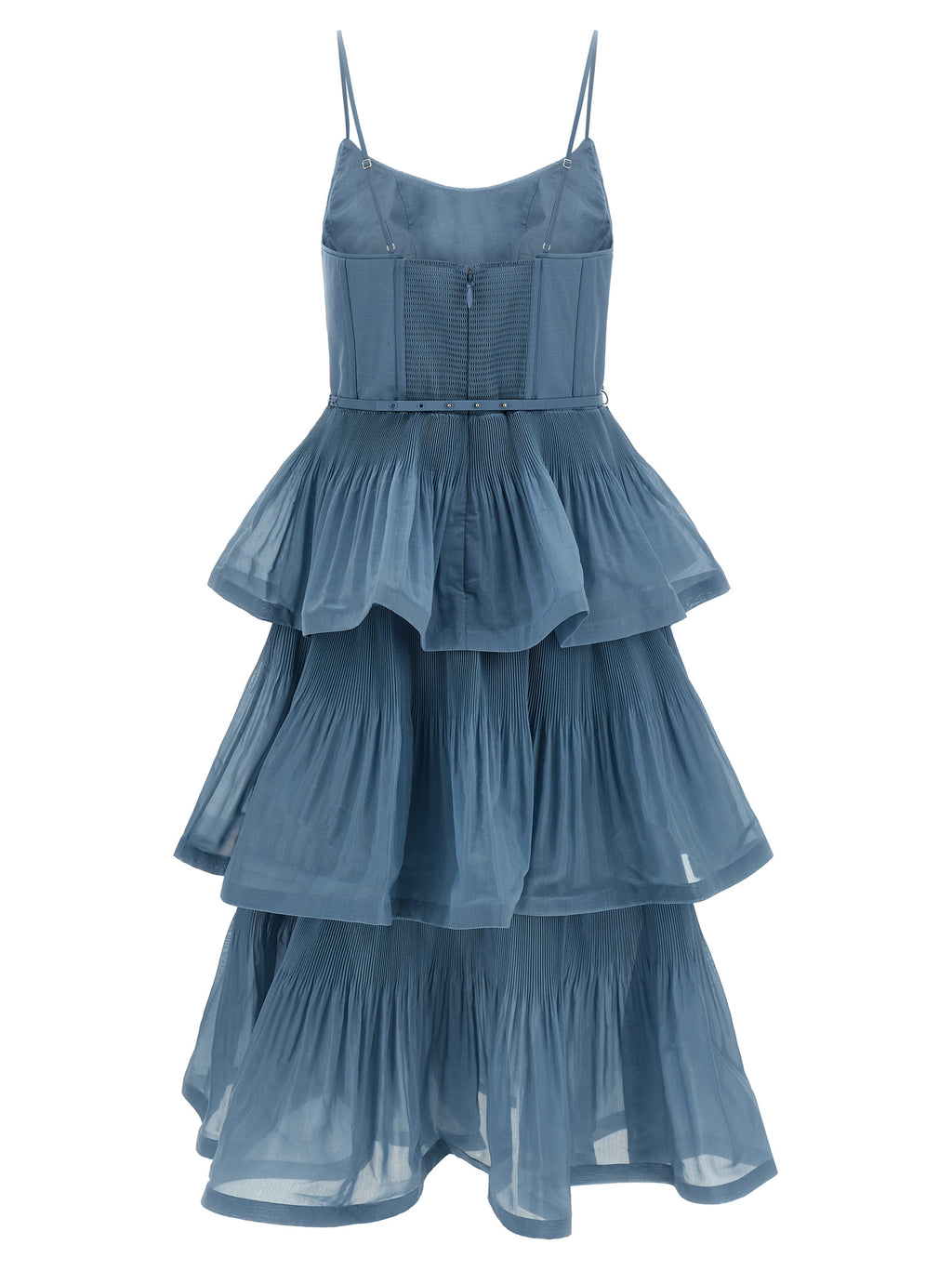 Blue Polyester Midi Dress