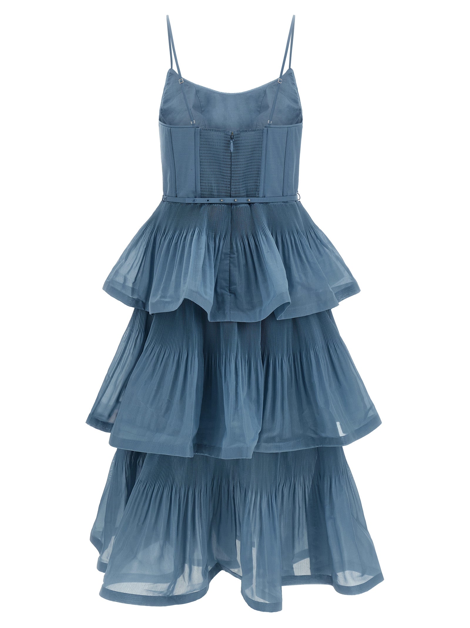 Blue Polyester Midi Dress