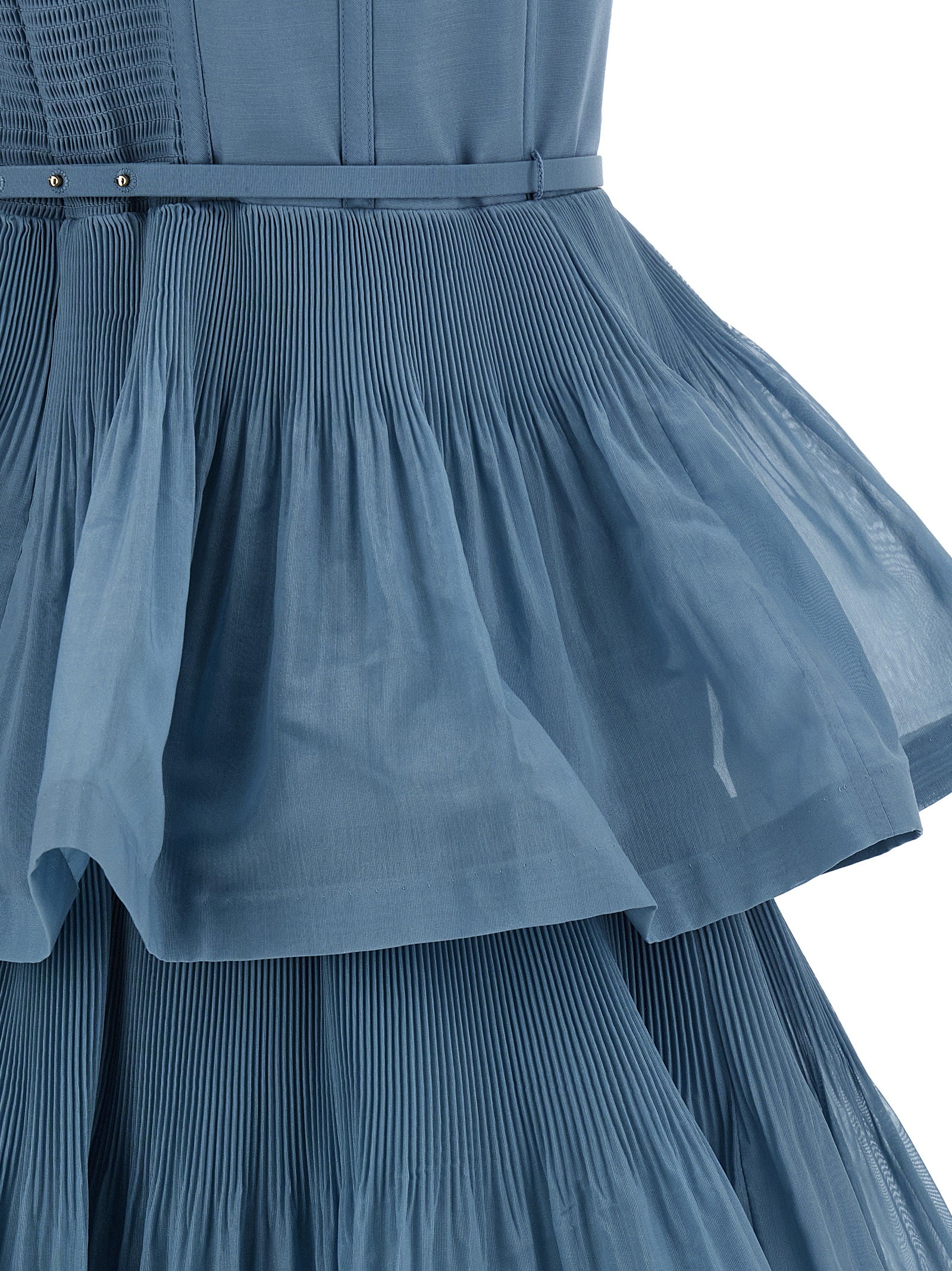 Blue Polyester Midi Dress