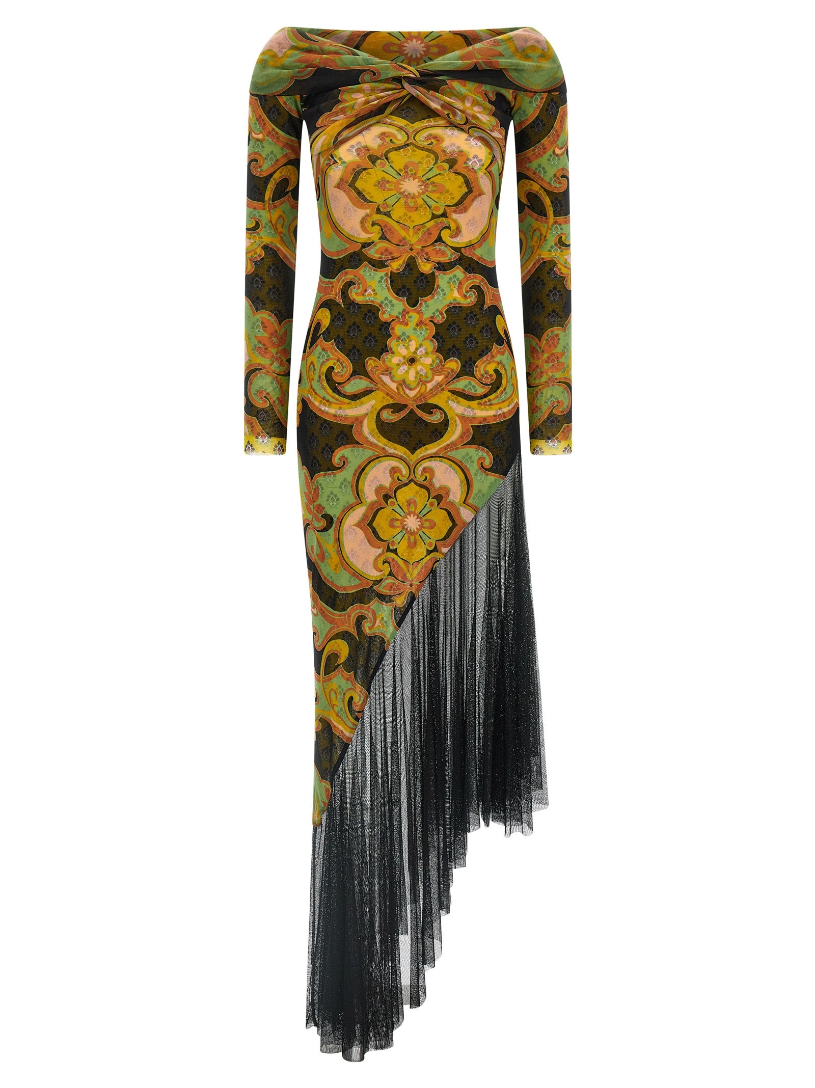 Multicolor Viscose Midi Dress