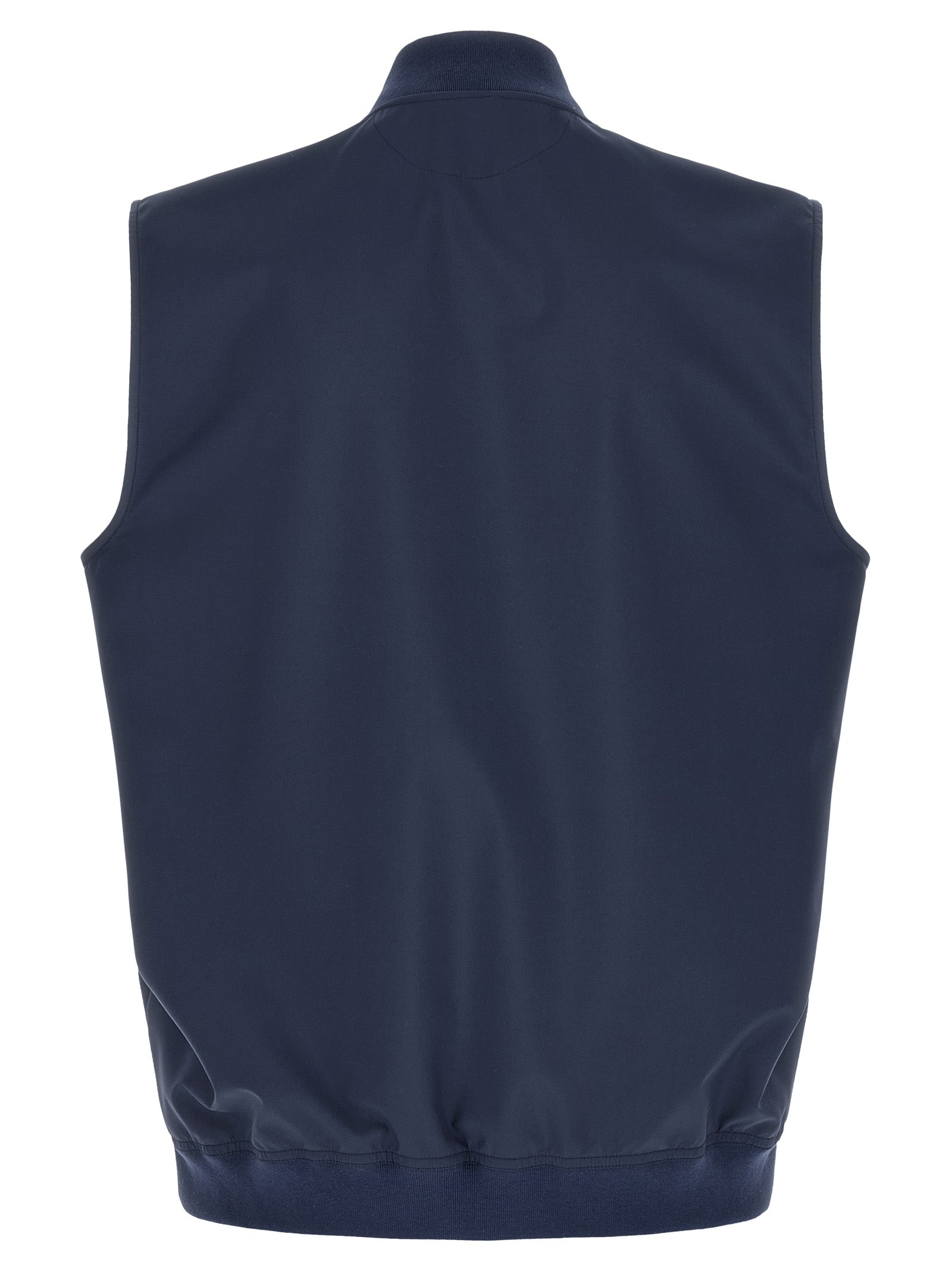 Blue Polyester Sleeveless Jacket