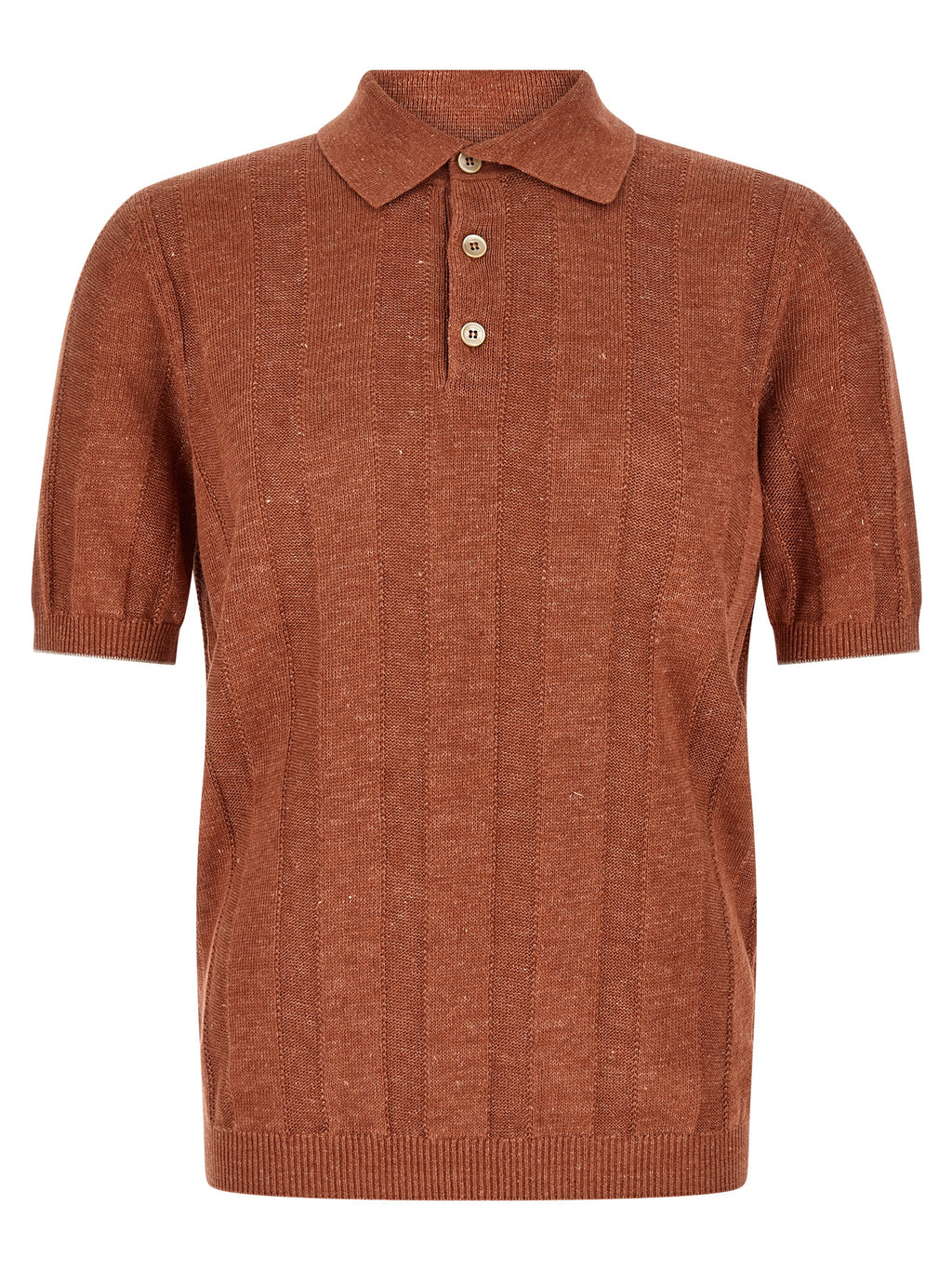 Orange Linen Polo Shirt