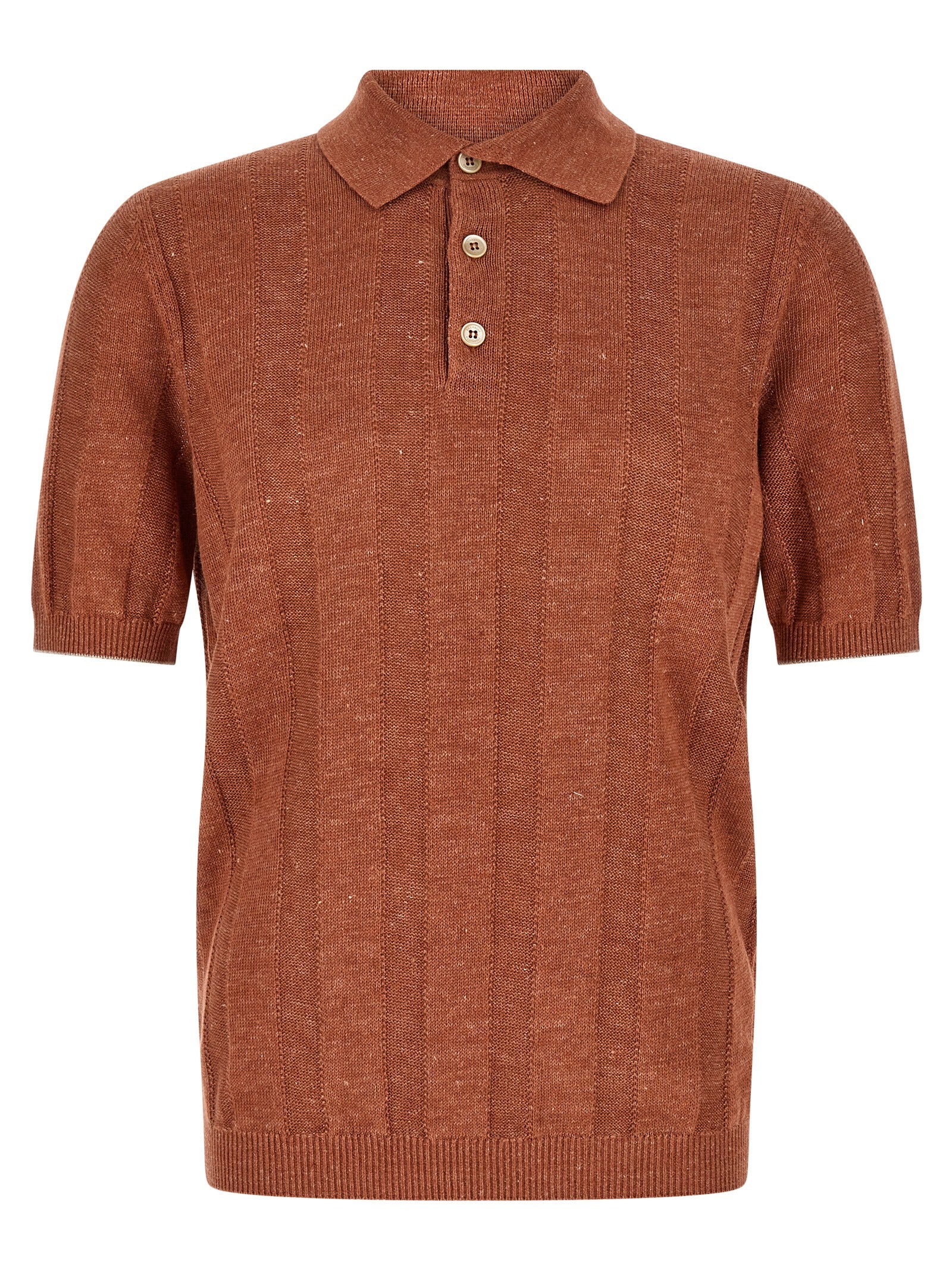 Orange Linen Polo Shirt