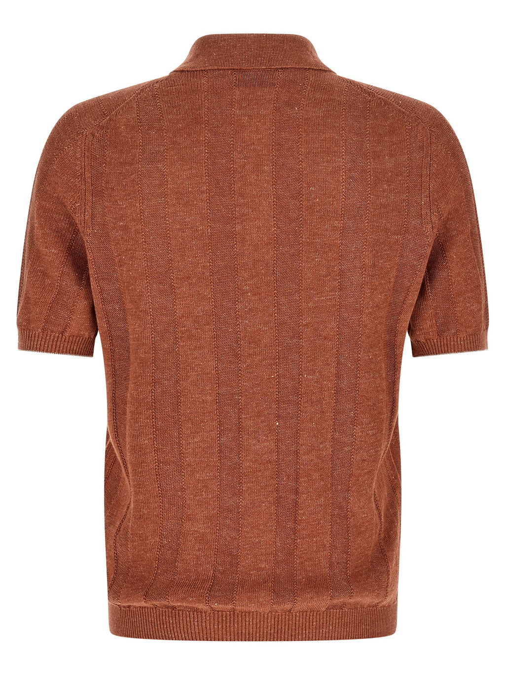 Orange Linen Polo Shirt