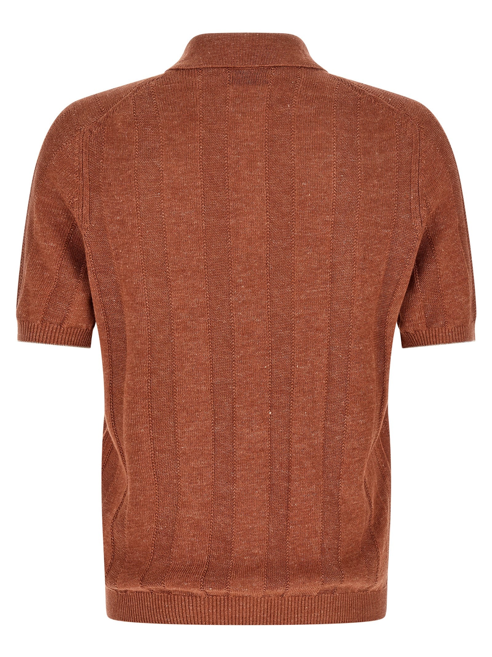 Orange Linen Polo Shirt