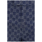Blue Cotton Casual Pants