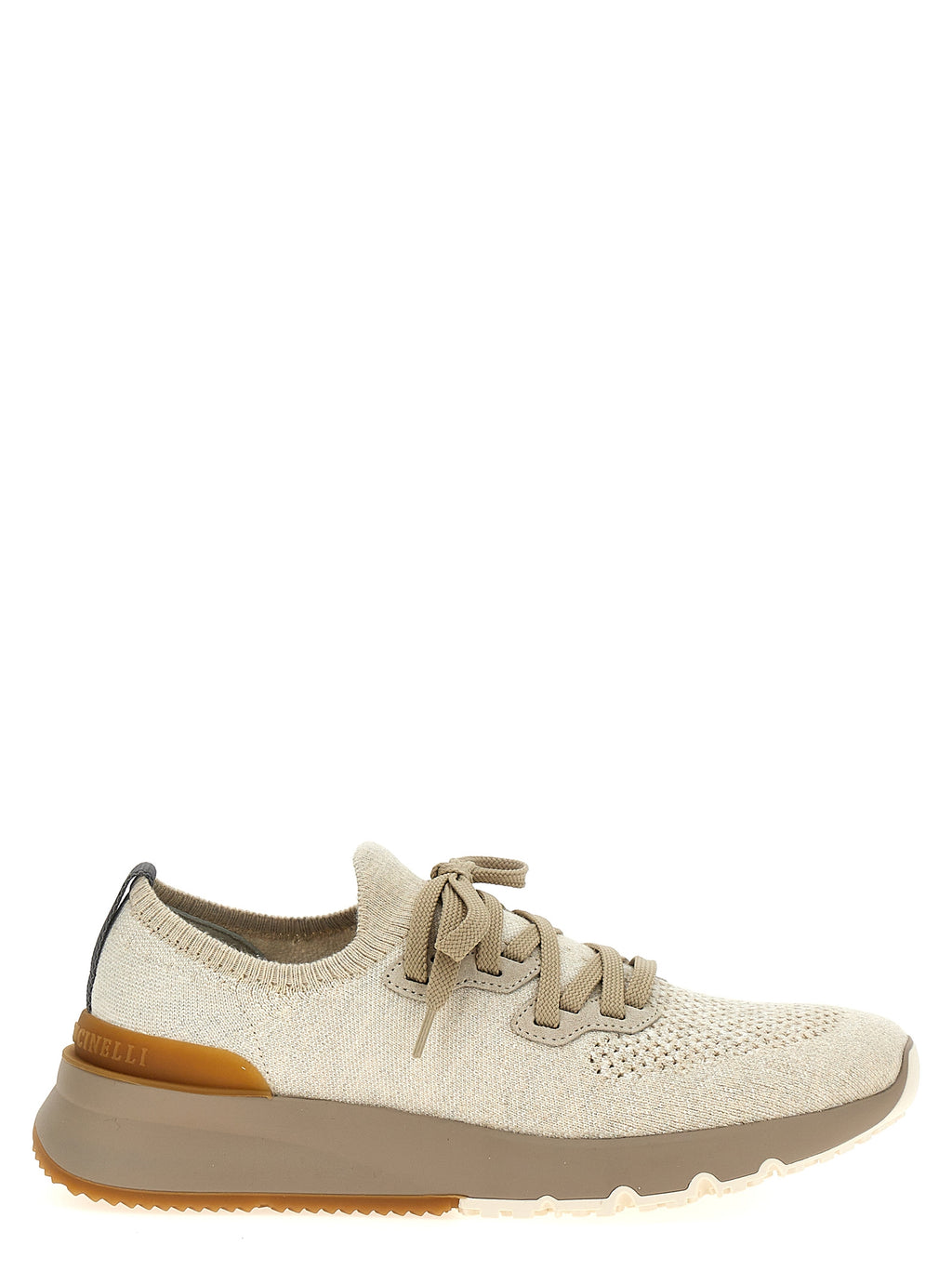 Beige Cotton Low Top Sneakers