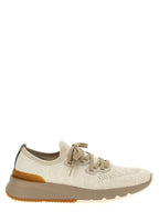 Beige Cotton Low Top Sneakers