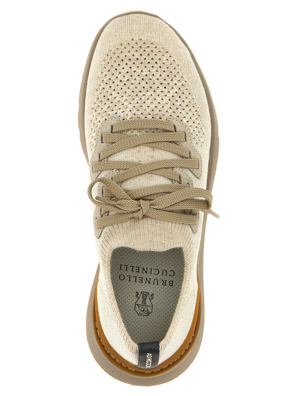 Beige Cotton Low Top Sneakers
