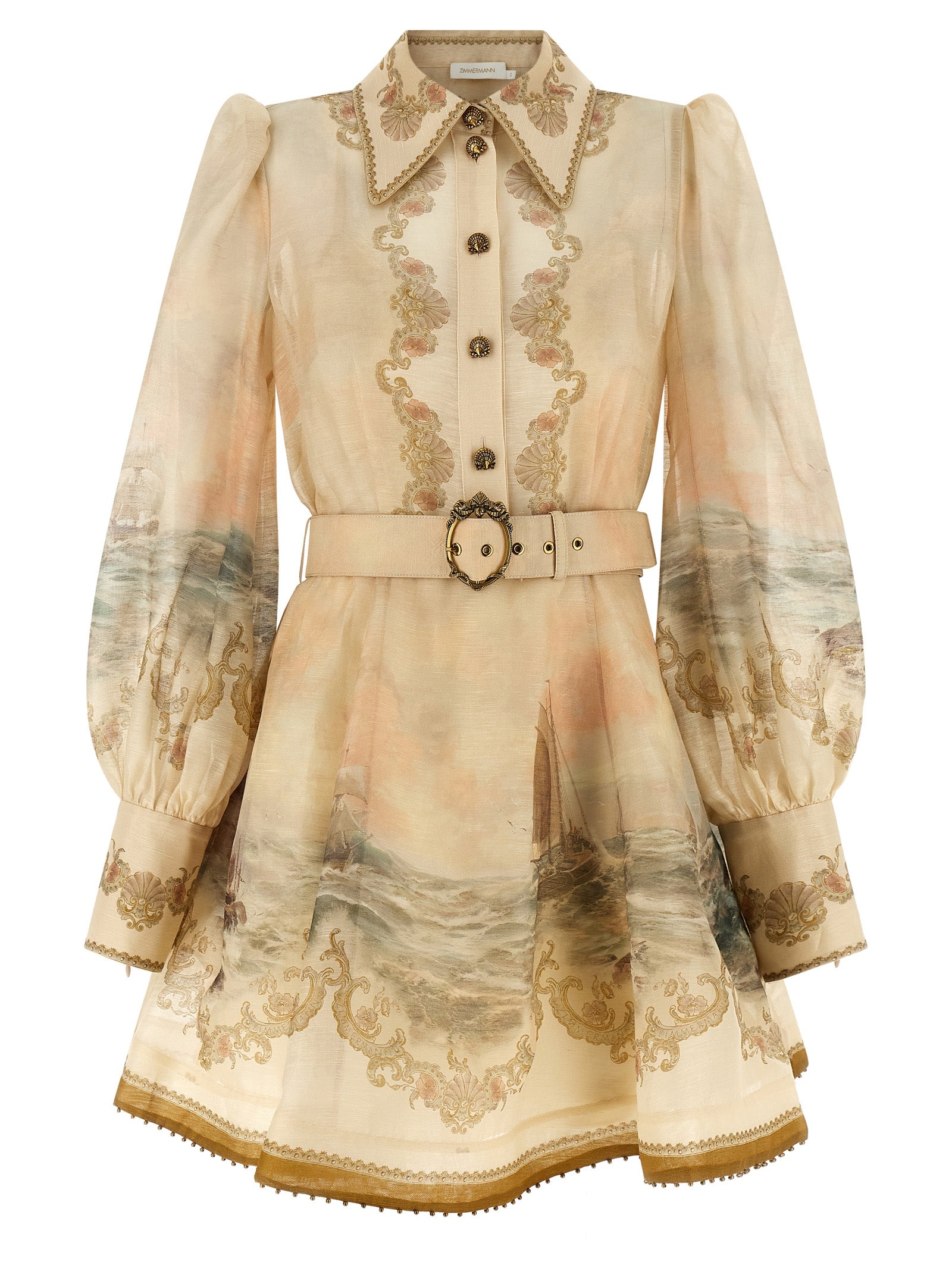 Beige Linen Short Dress