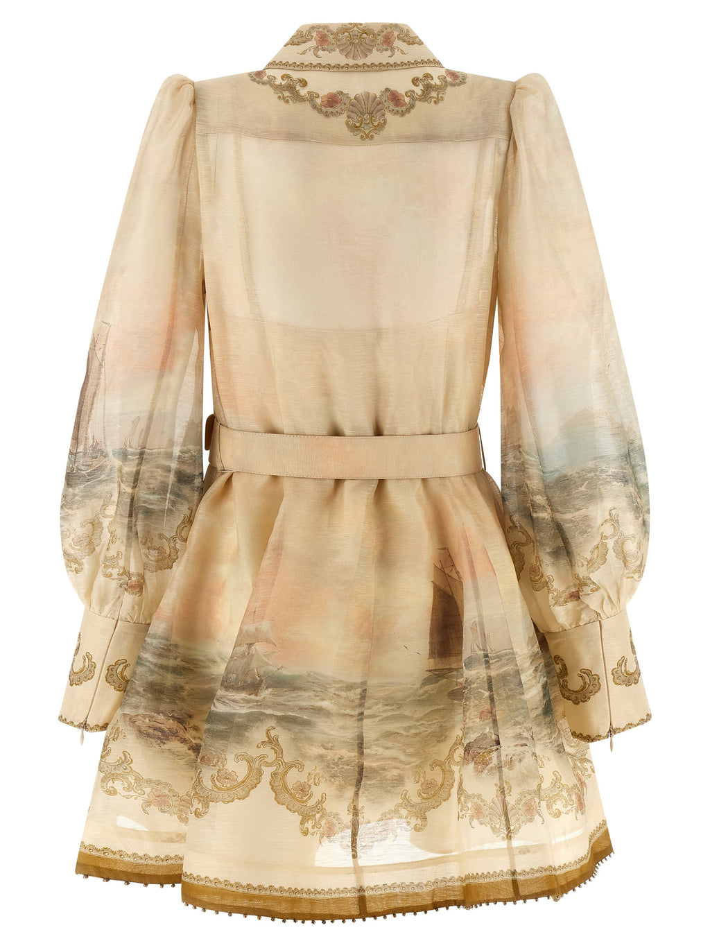Beige Linen Short Dress