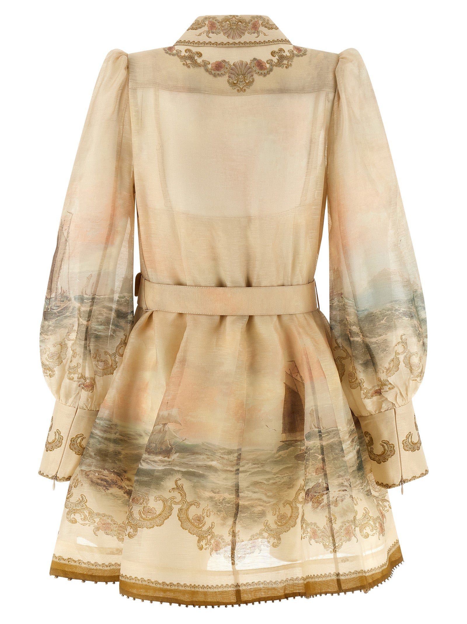Beige Linen Short Dress