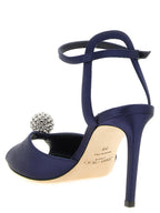 Blue Tencel Stiletto Heel Sandals