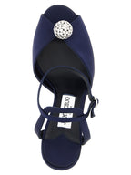 Blue Tencel Stiletto Heel Sandals