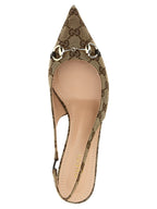 Beige Polyester Mid Heel Pumps