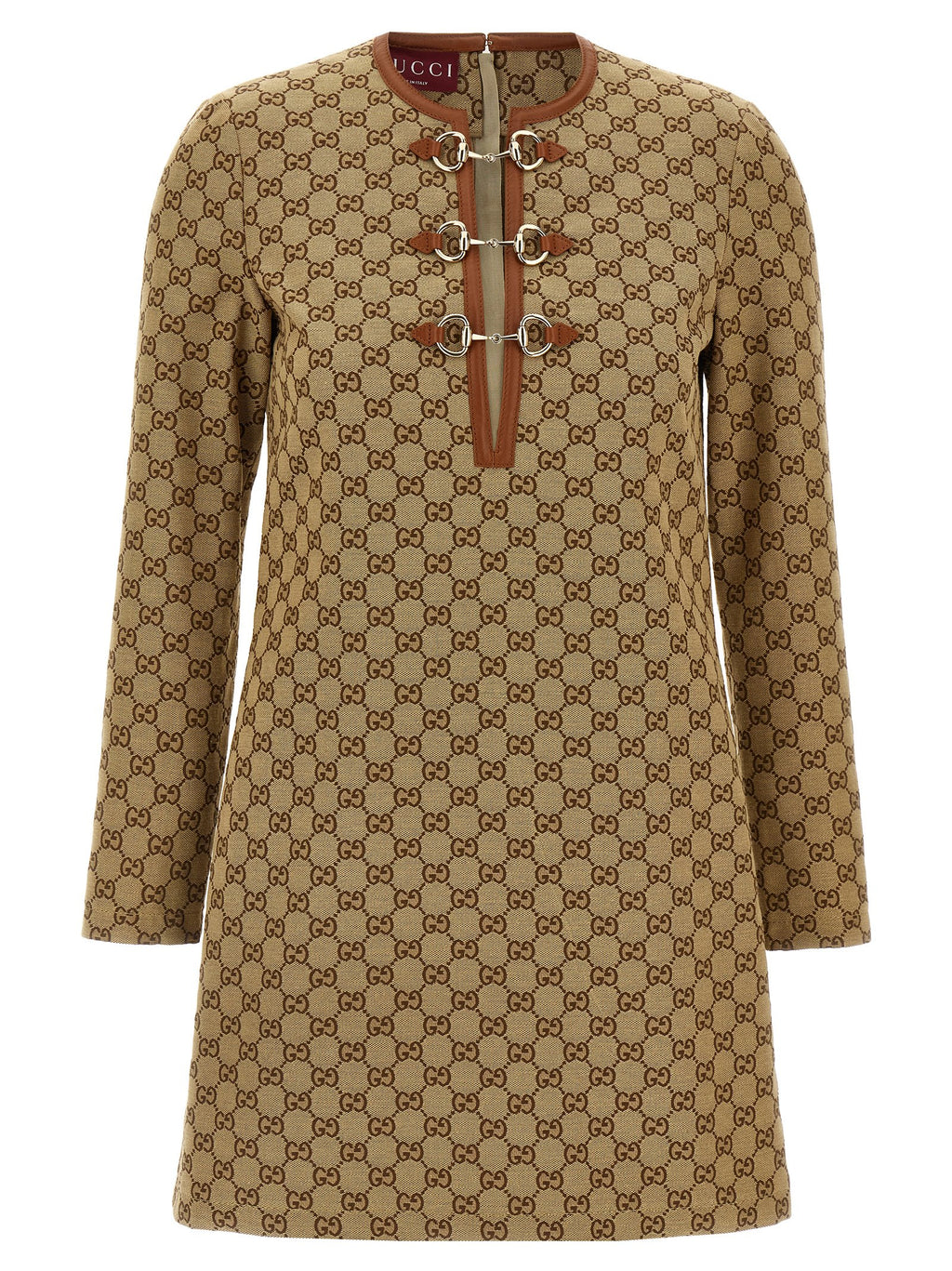 Beige Cotton Short Dress
