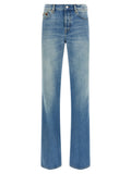 Blue Cotton Flared Jeans