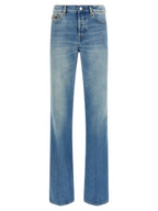 Blue Cotton Flared Jeans