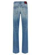 Blue Cotton Flared Jeans