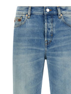 Blue Cotton Flared Jeans