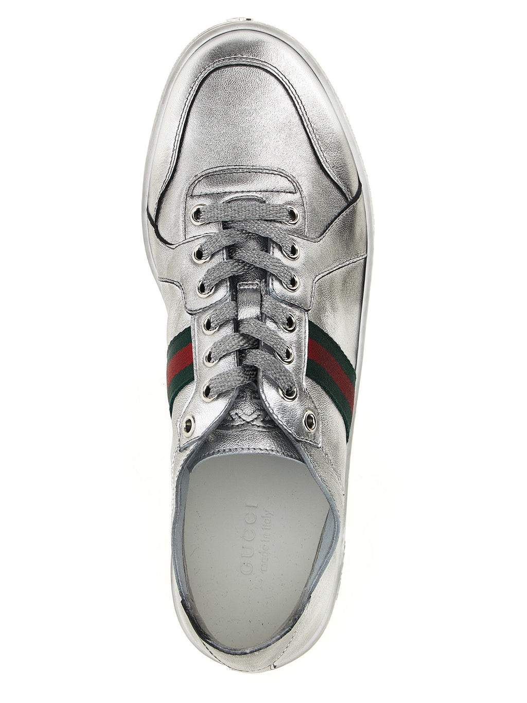 Silver Lamb Leather Low Top Sneakers