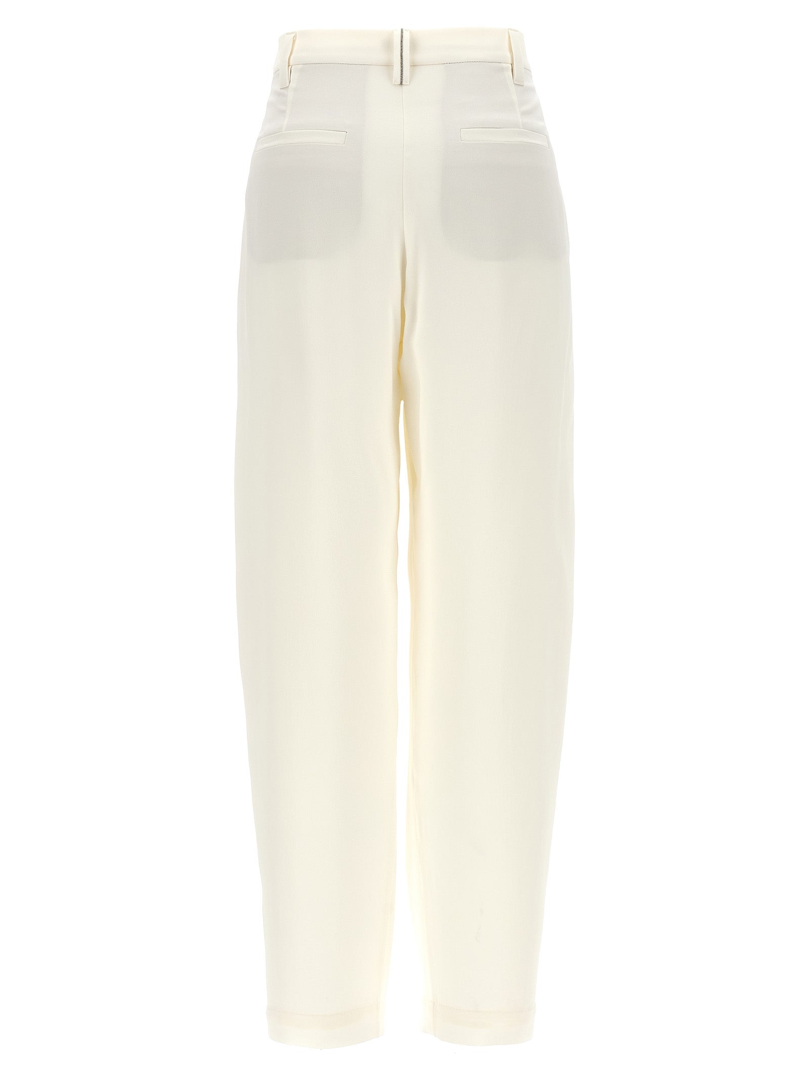 White Silk Casual Pants