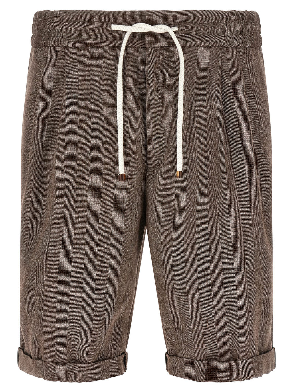 Brown Linen Bermuda Shorts