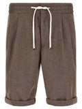 Brown Linen Bermuda Shorts