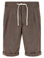 Brown Linen Bermuda Shorts