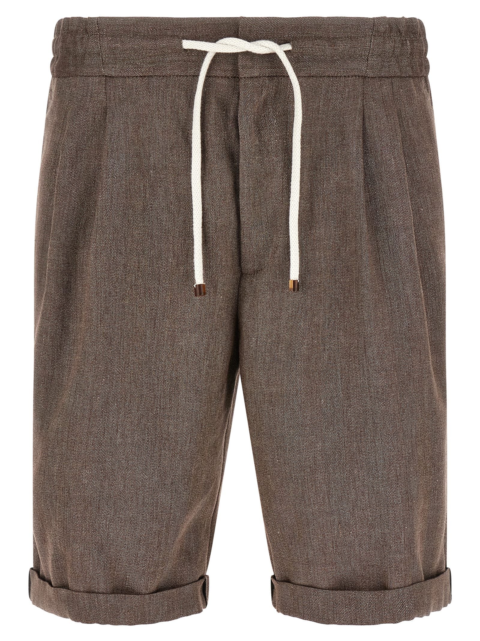 Brown Linen Bermuda Shorts