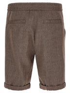 Brown Linen Bermuda Shorts