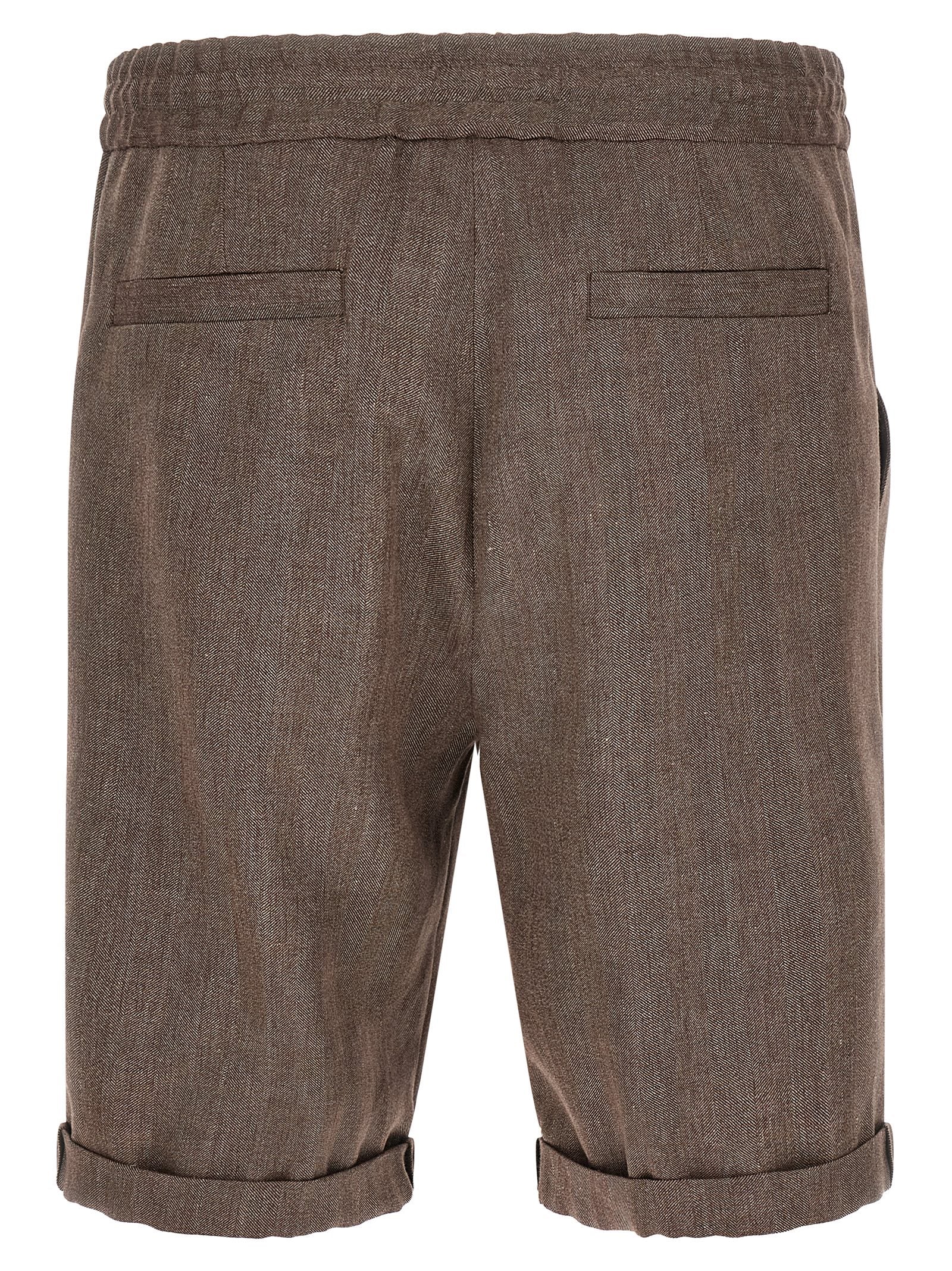 Brown Linen Bermuda Shorts