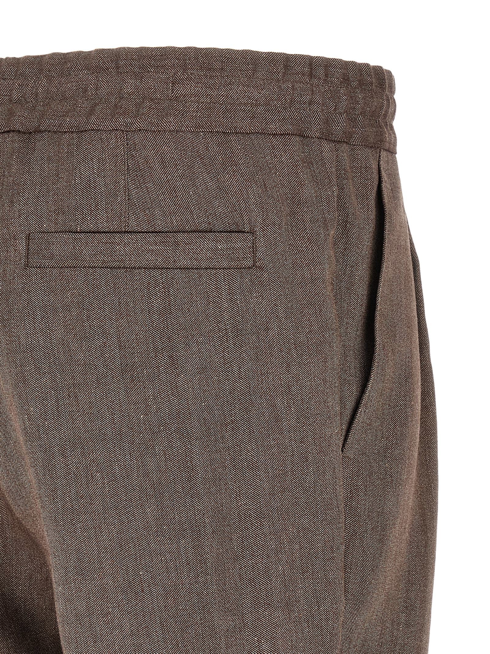 Brown Linen Bermuda Shorts
