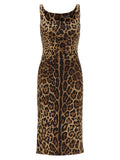 Brown Silk Midi Dress