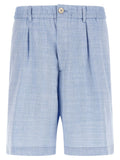 Blue Linen Bermuda Shorts