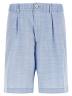Blue Linen Bermuda Shorts
