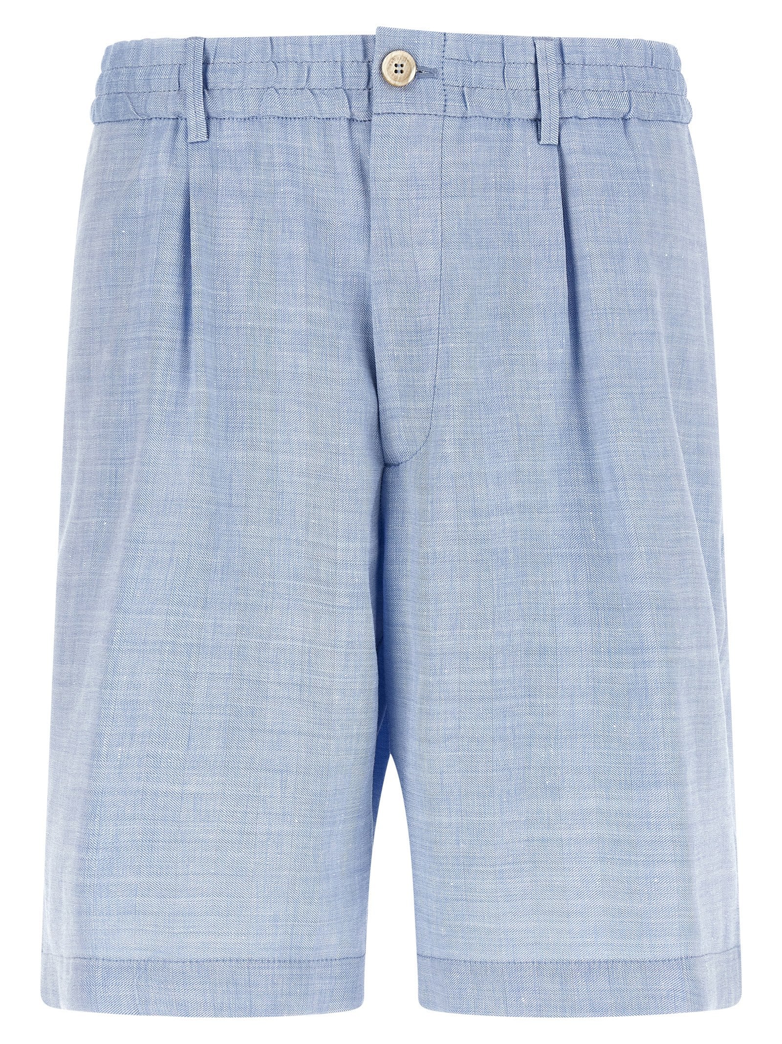 Blue Linen Bermuda Shorts