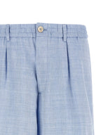 Blue Linen Bermuda Shorts