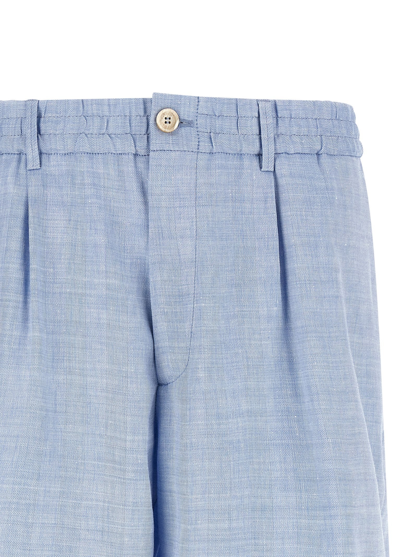 Blue Linen Bermuda Shorts