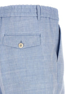 Blue Linen Bermuda Shorts