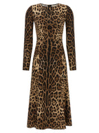Brown Viscose Midi Dress